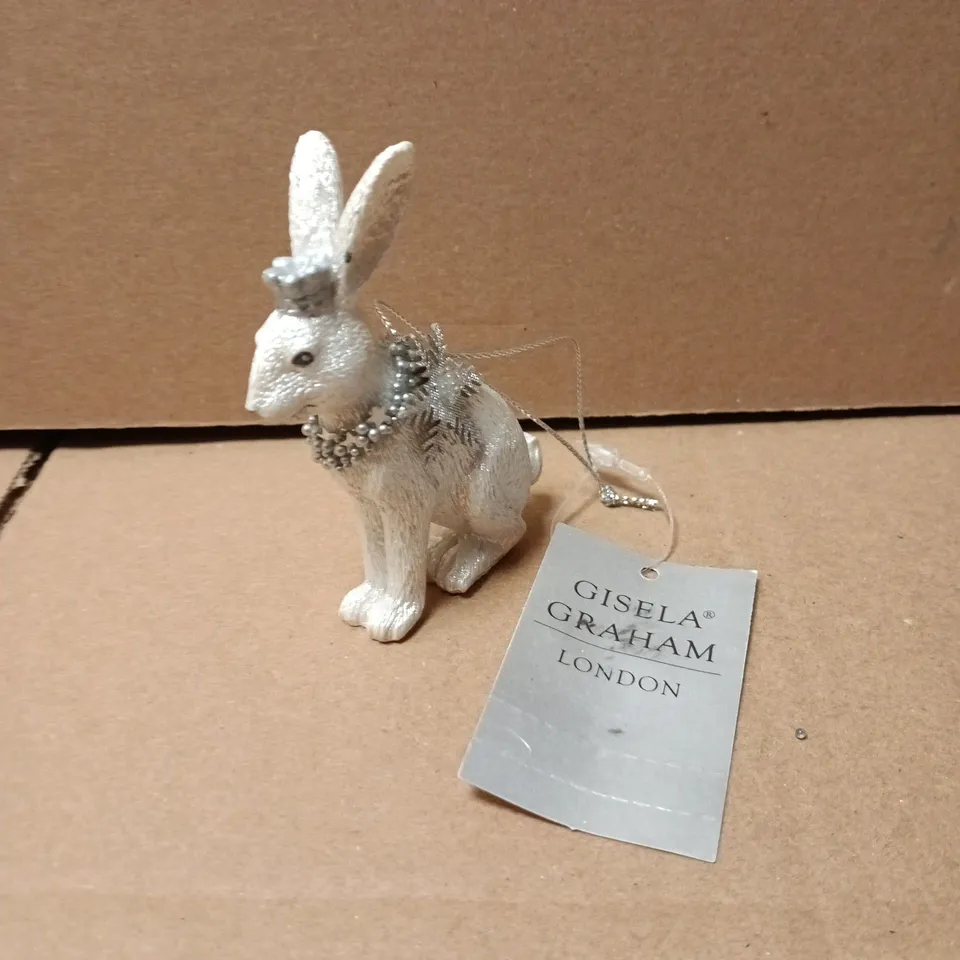 LOT OF 6 AS NEW GISELLA GRAHAM WINTER BUNNY THEMED HANGING TREE DECORATIONS