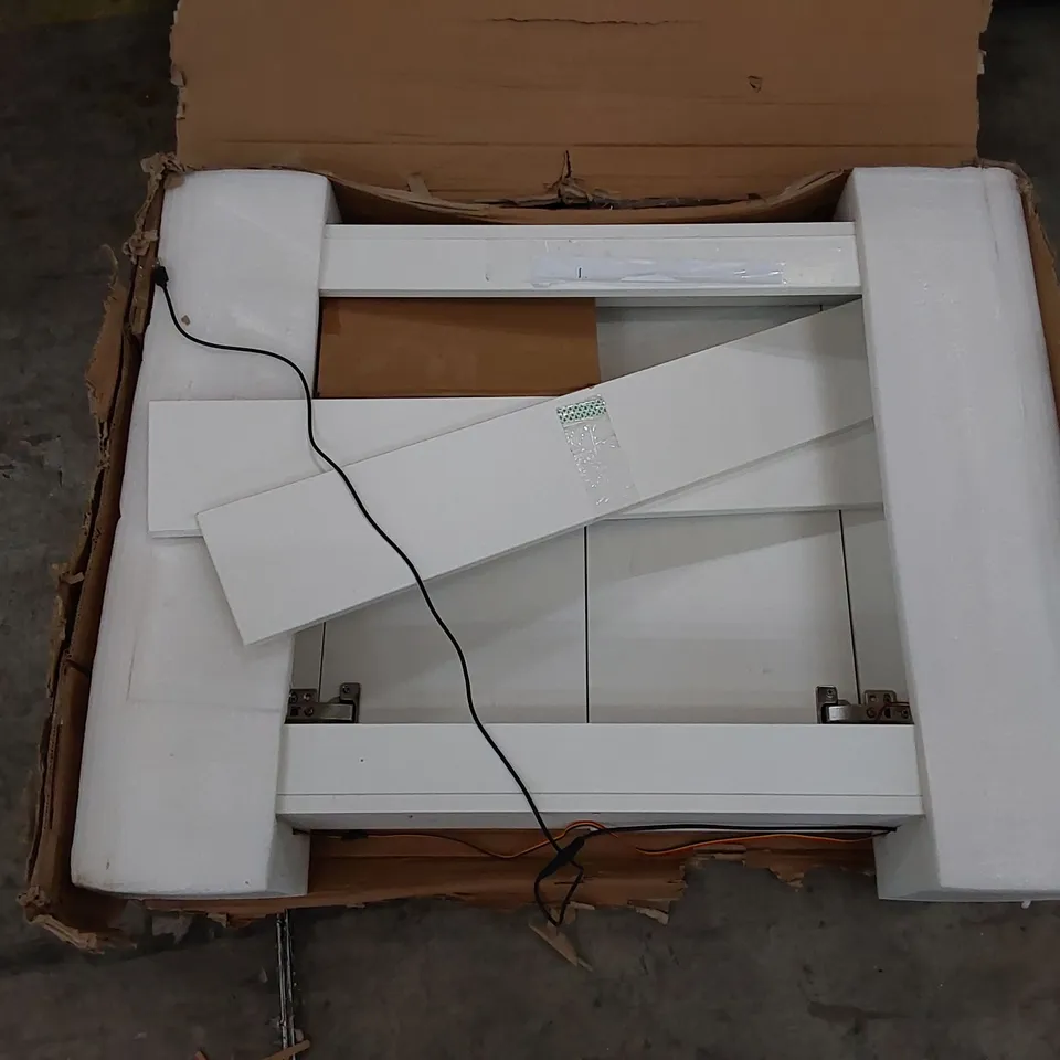 BOXED OFCASA WHITE 2 DOORS BATHROOM MIRROR CABINETWITH LED LIGHTS (1 BOX)