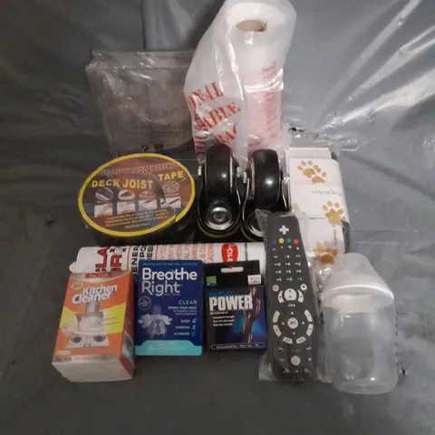 APPROXIMATELY 10 HOUSEHOLD ITEMS TO INCLUDE DECK JOIST TAPE, KITCHEN CLEANER, CLAW GRIP ADHESIVE, ETC