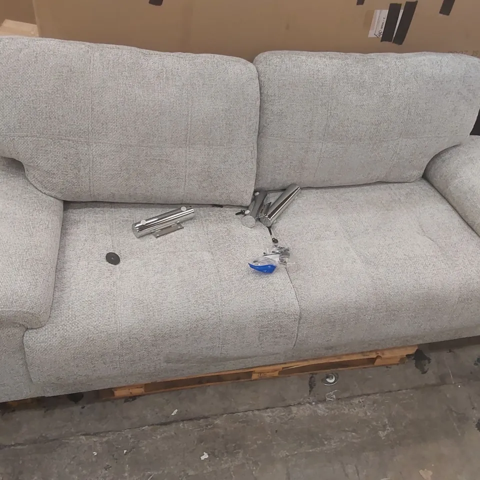 QUALITY DESIGNER CHUNKY WEAVE FABRIC UPHOLSTERED 4-SEATER SOFA