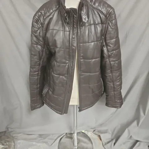 COLLEZIONE INSPIRED BY ITALY LEATHER QUILTED JACKET – BROWN, SIZE L