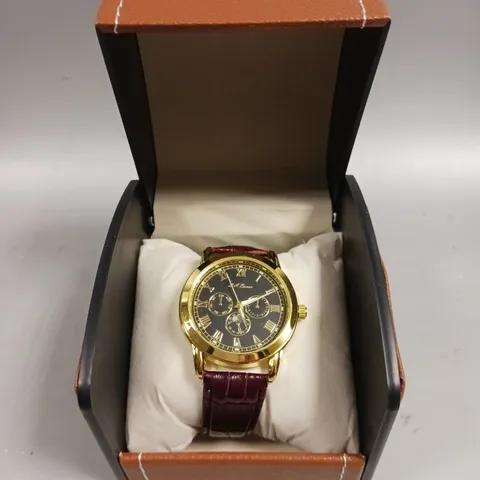 MENS LA BANUS WATCH β GOLD COLOUR CASE β LEATHER STRAP
