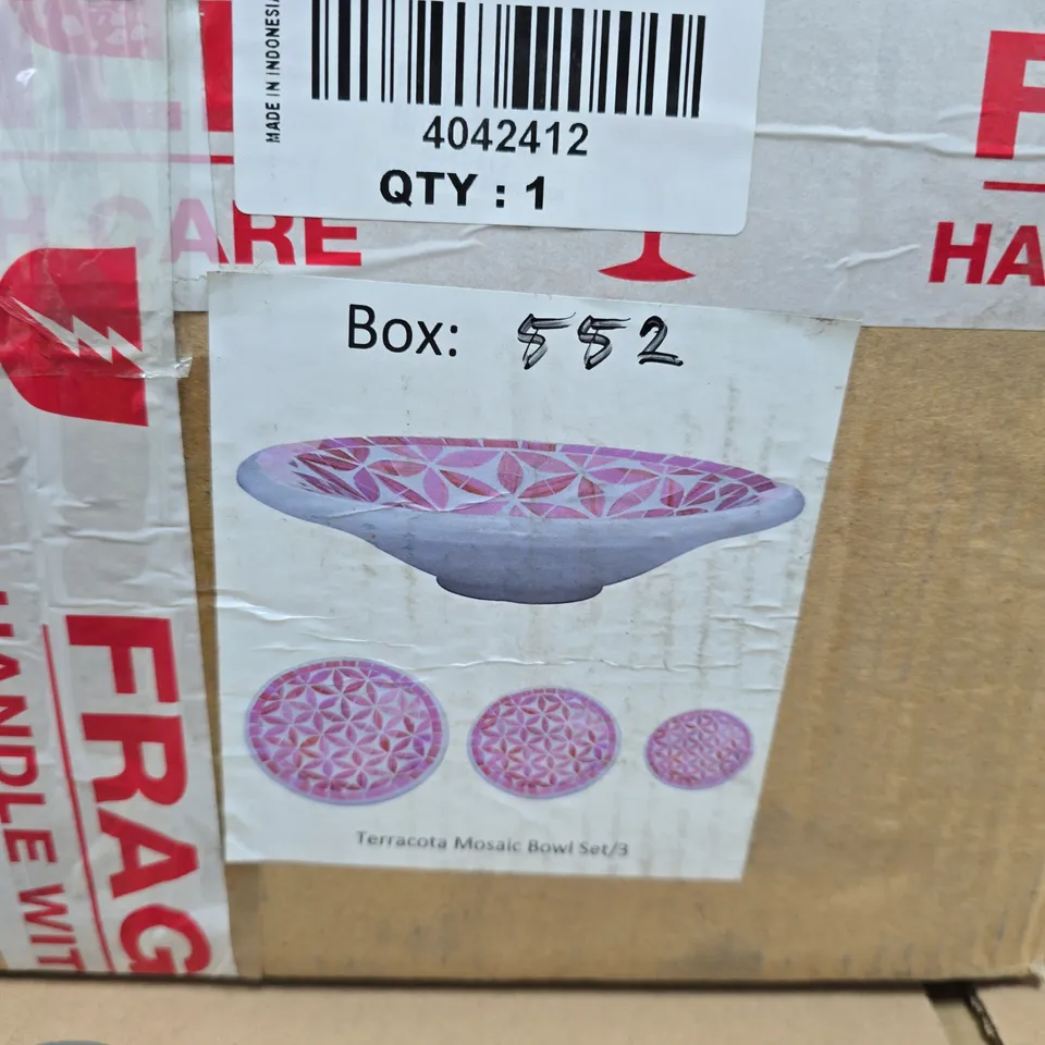 3 PIECE TERRACOTTA MOSAIC BOWL SET PINK