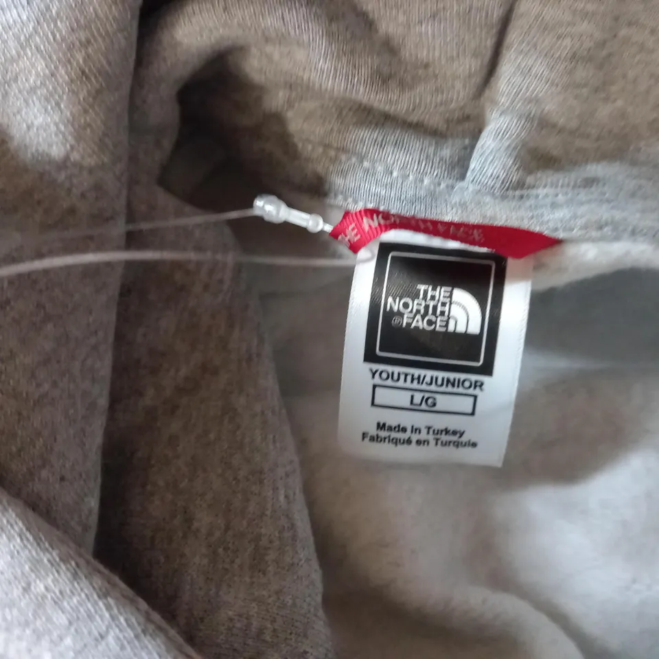NORTH FACE JUNIOR GREY HOODED JUMPER - SIZE L