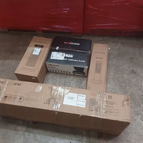 PALLET CONTAINING A LARGE QUANTITY OF ASSORTED ITEMS INCLUDING: EXERCISE BIKE, ELECTRIC HEATERS, MULTIFUNCTIONAL TURNTABLE PLAYER ECT