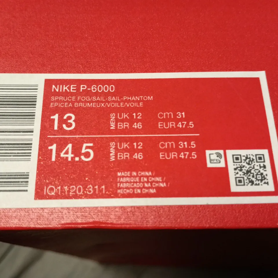 BOXED NIKE P-6000 SNEAKERS UK 12 (US 13) – GREY/WHITE/TAN