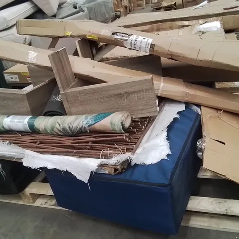 PALLET CONTAINING VARIOUS ASSORTED INCOMPLETE FURNITURE PARTS AND OTHER HOUSEHOLD ITEMS
