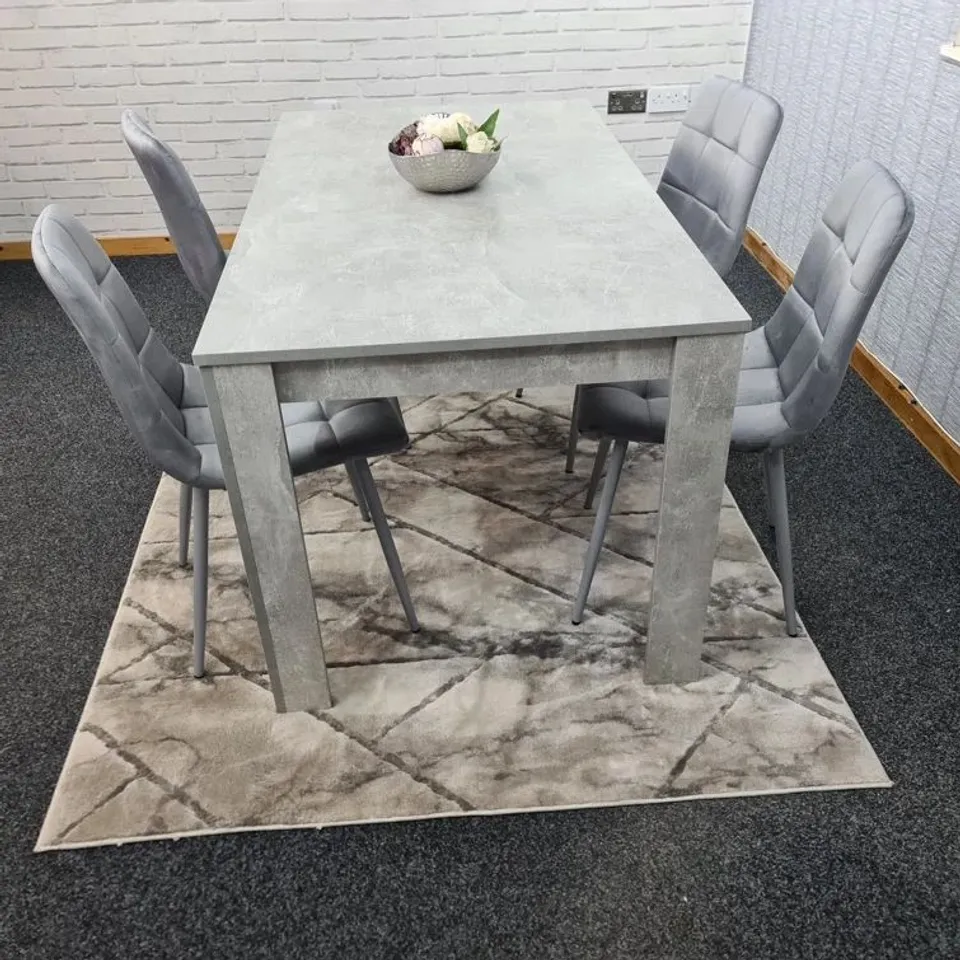 BOXED 117cm STONE GREY EFFECT DINING TABLE 