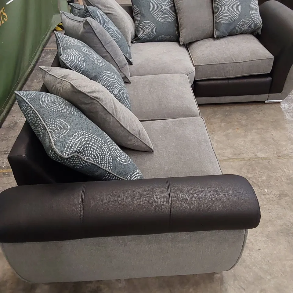 QUALITY DESIGNER DANUBE SCATTERBACK CORNER SOFA - BLACK/GREY
