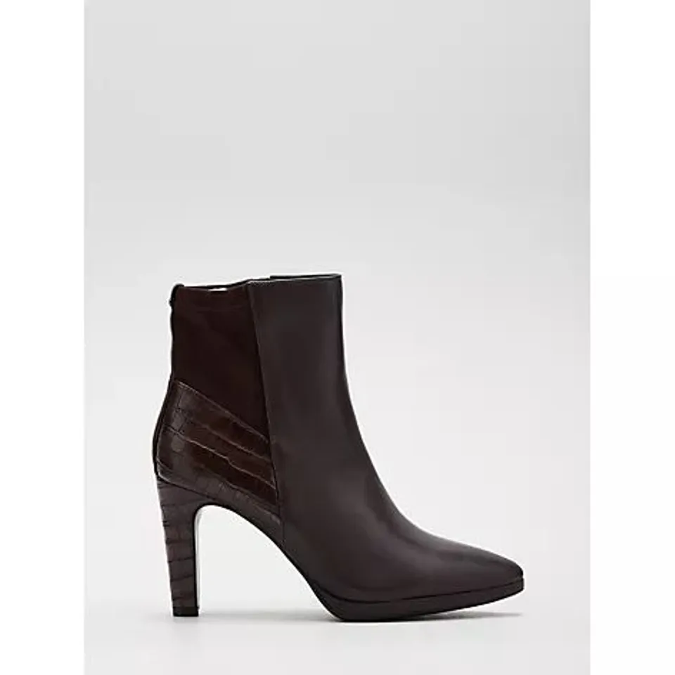 RUTH LANGSFORD PLATFORM LEATHER ANKLE BOOTS - CHOCOLATE LEATHER,  SIZE 6