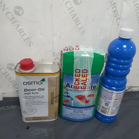 TOTE OF APPROX 10 CLEANING PRODUCTS TO INCLUDE DOOR OIL , AQUA FRESH , DISINFECTANT , ETC