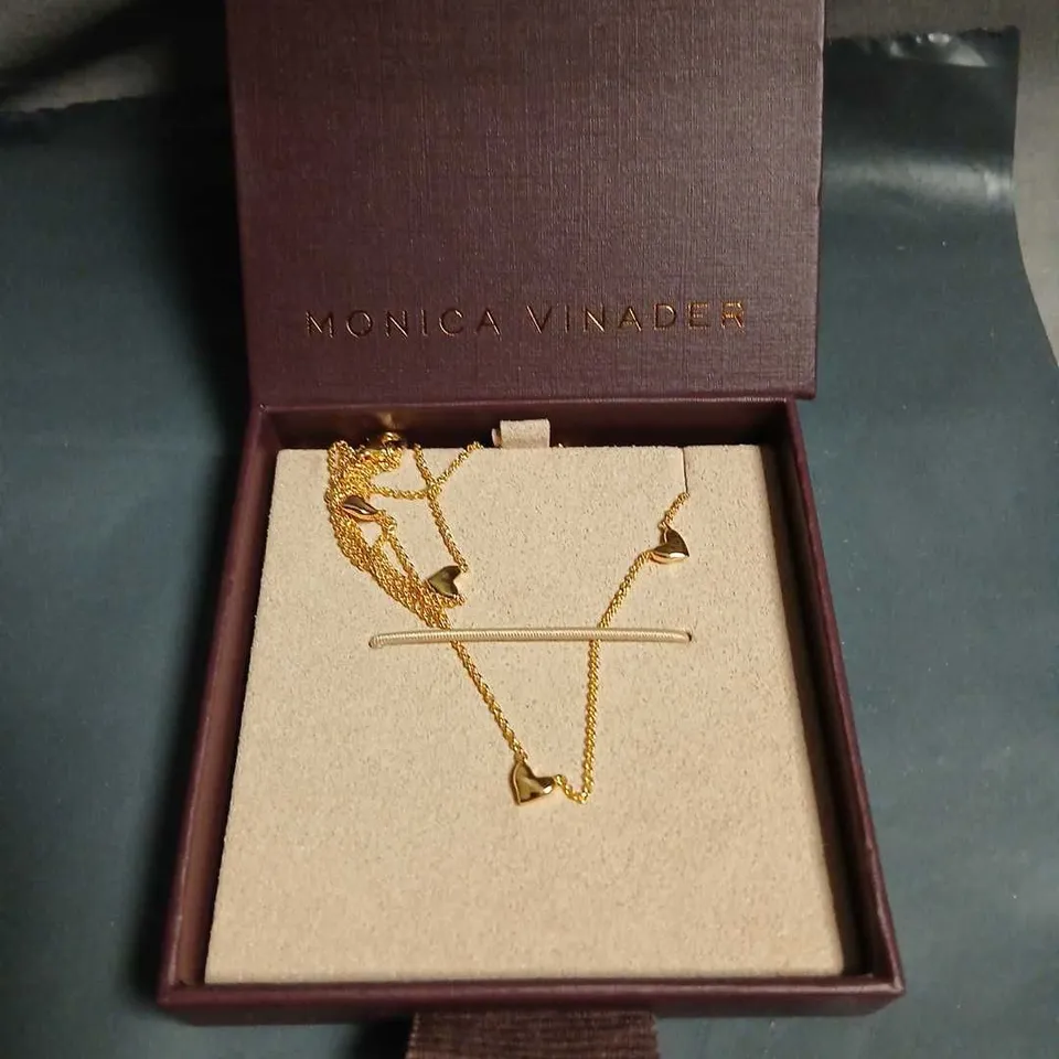 MONICA VINADER GOLD-TONE NECKLACE WITH HEART CHARMS – BOXED