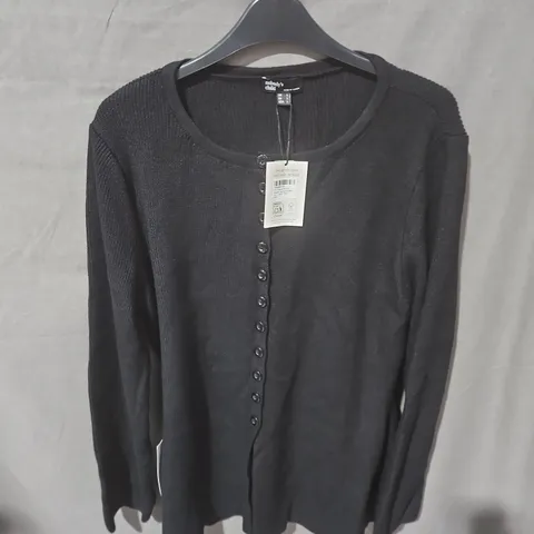 NOBODYS CHILD WAISTED LONG LINE CARDIGAN IN BLACK - UK LARGE