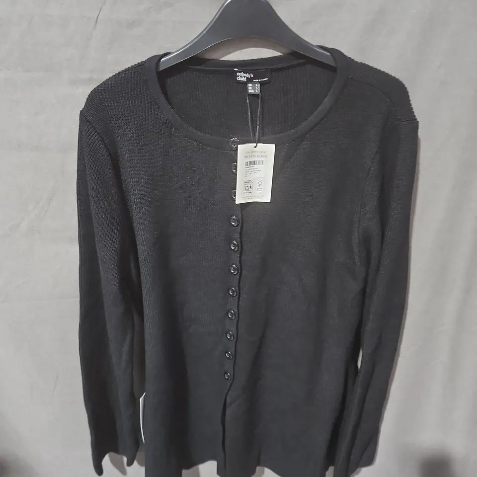NOBODYS CHILD WAISTED LONG LINE CARDIGAN IN BLACK - UK LARGE