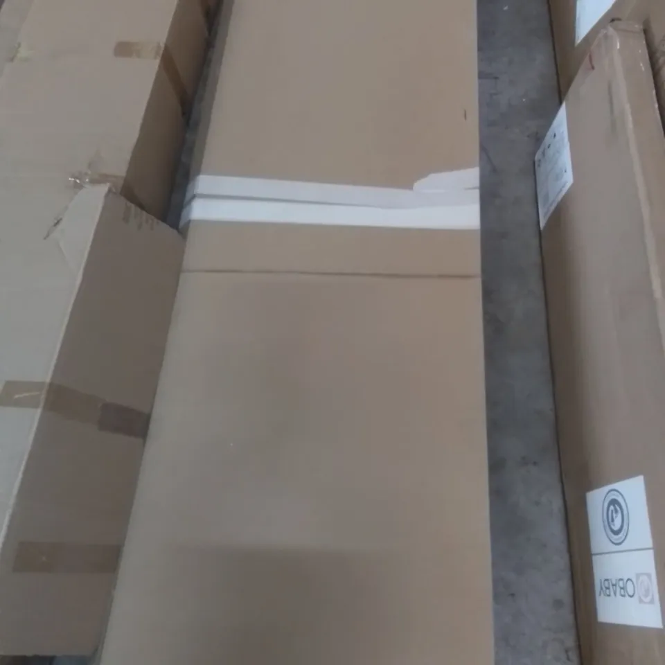 BOXED BARNABAS 2 DOOR MANUFACTURED WOOD WARDROBE (INCOMPLETE, ONLY ONE BOX. MISSING BOXES)