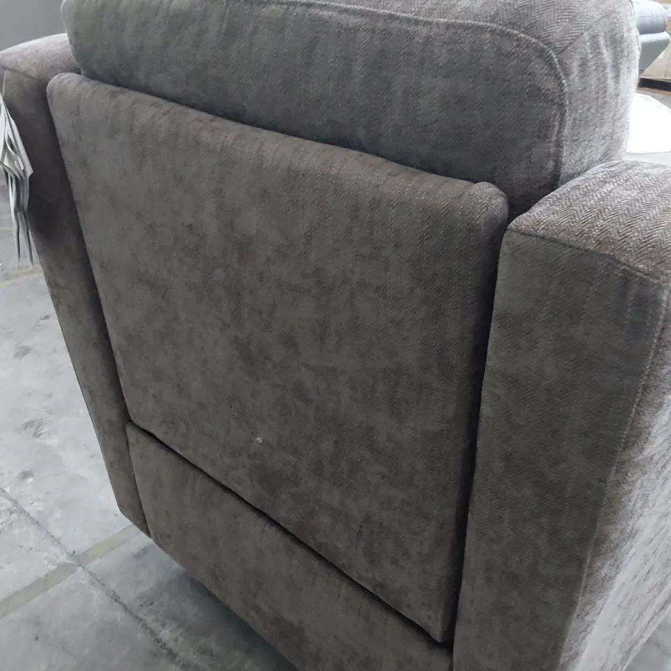DESIGNER POWER RECLINING EASY CHAIR FAWN FABRIC 