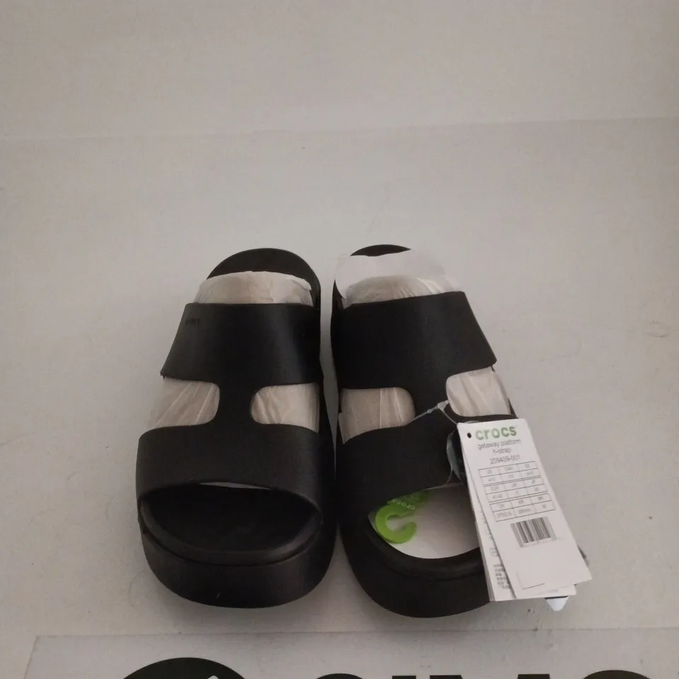 CROCS GETAWAY PLATFORM SHOES BLACK UK 8 TAGGED UNBOXED