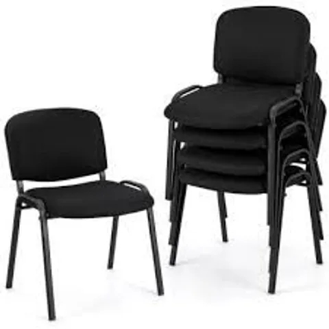 COSTWAY BLACK STACKABLE UPHOLSTERED ARMLESS MESH CHAIR 2 PACK