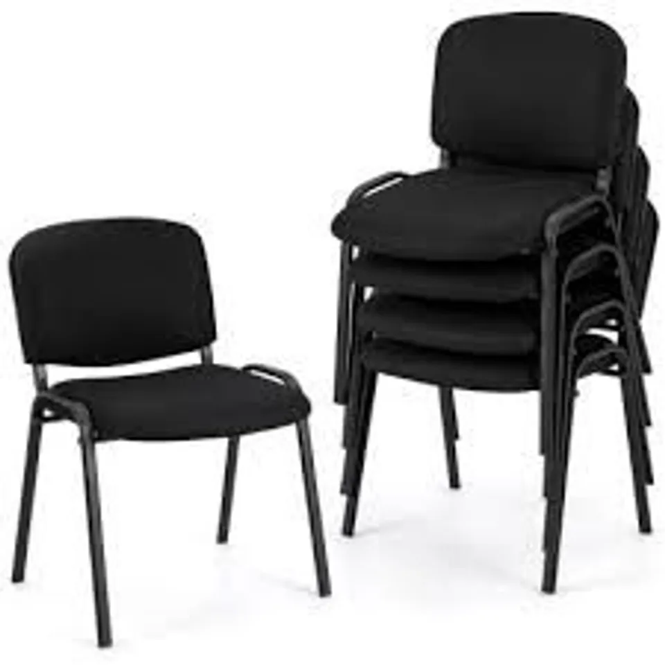 COSTWAY BLACK STACKABLE UPHOLSTERED ARMLESS MESH CHAIR 2 PACK