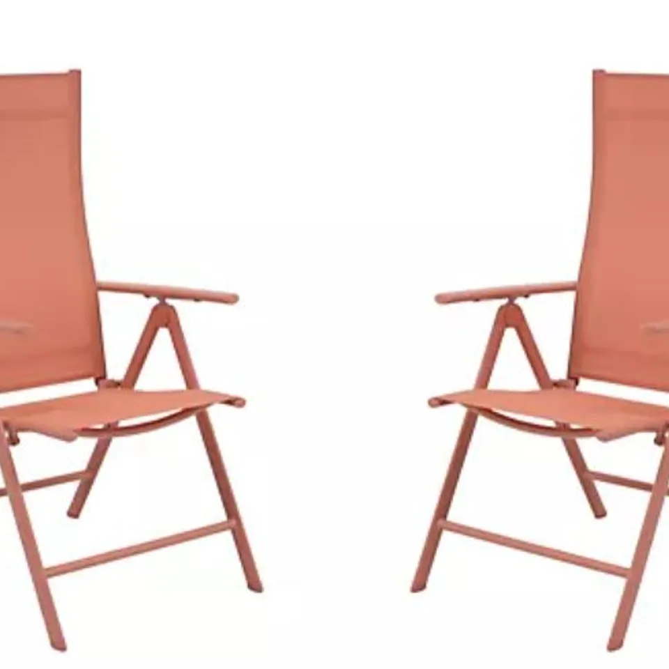 OUTLET GREEN LOUNGE SET OF 2 FOLDING RECLINERS IN TERRACOTTA