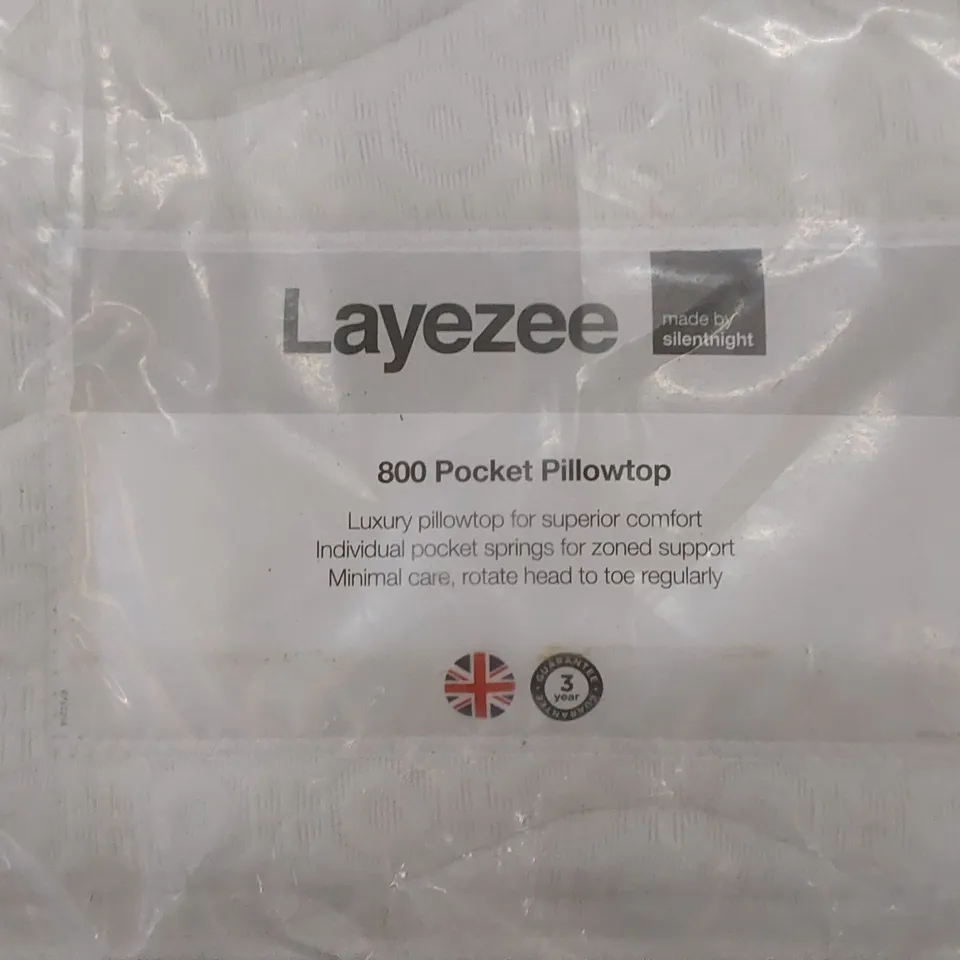 BAGGED LAYZEE 5' KING 800 POCKET PILLOW TOP MATTRESS 