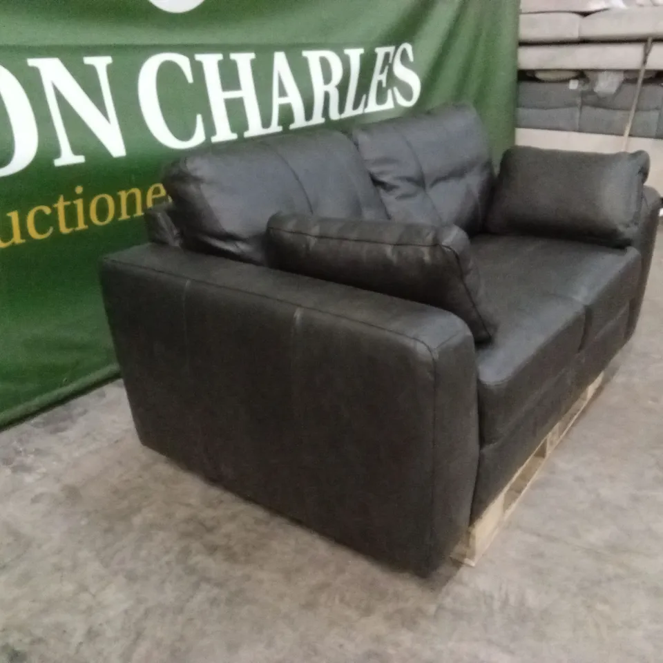 ARDEN ITALIAN LEATHER 2 SEATER SOFA - BLACK RRP £1299