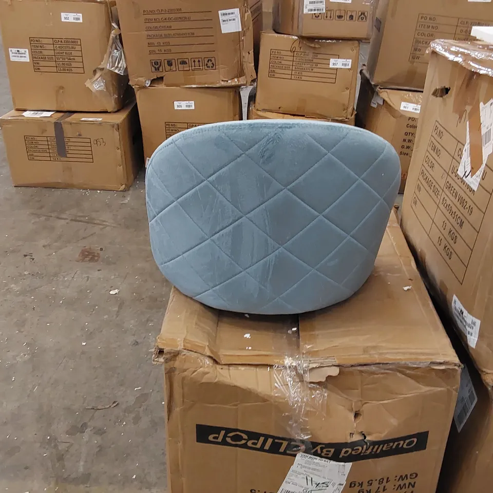BOXED 2 LIGHT BLUE SUEDE CHAIRS (1 BOX)