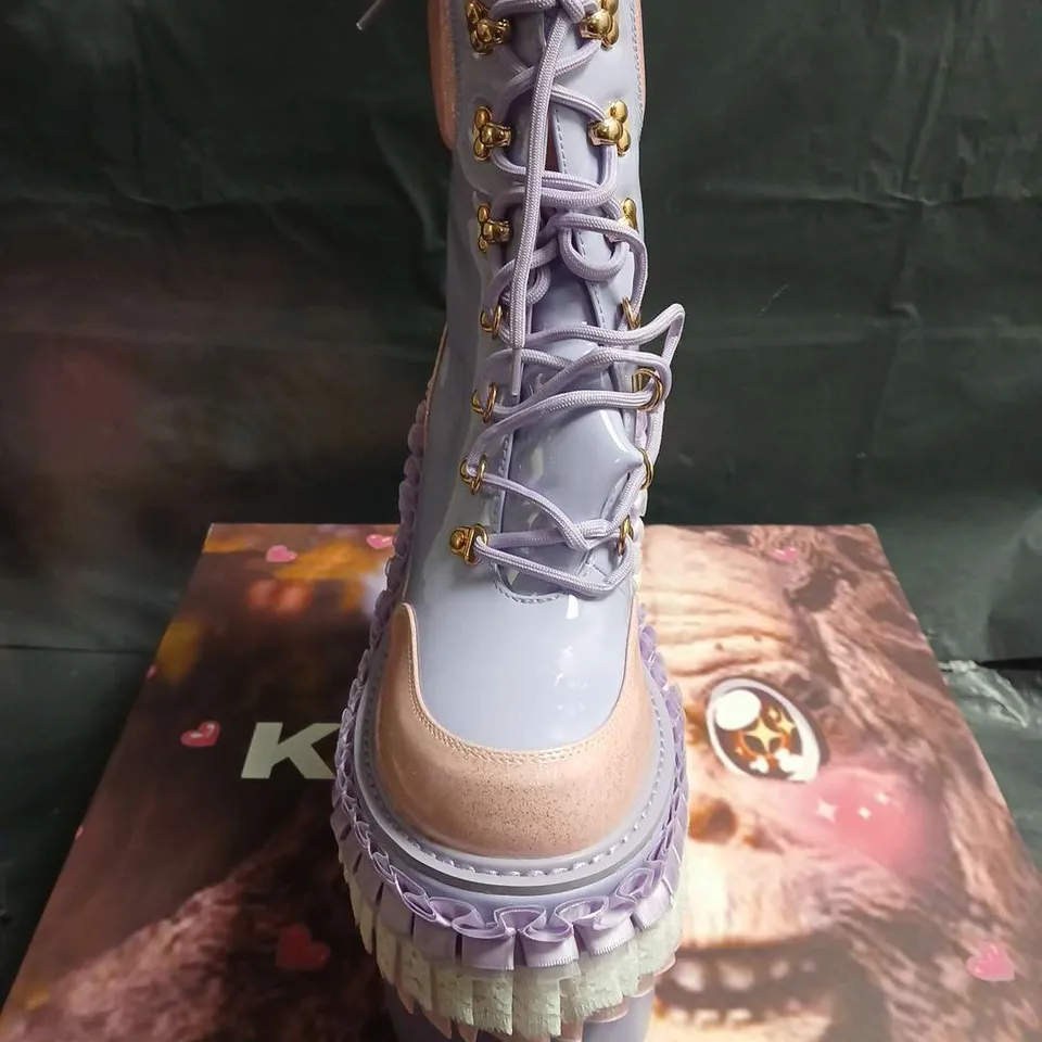 BOXED PAIR OF CUPCAKE TOWER PLATFORM BOOTS – UK SIZE 8