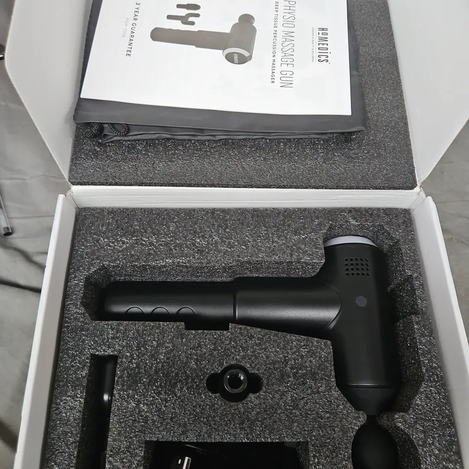 HOMEDICS PHYSIO MASSAGE GUN - DEEP TISSUE PERCUSSION MASSAGER 
