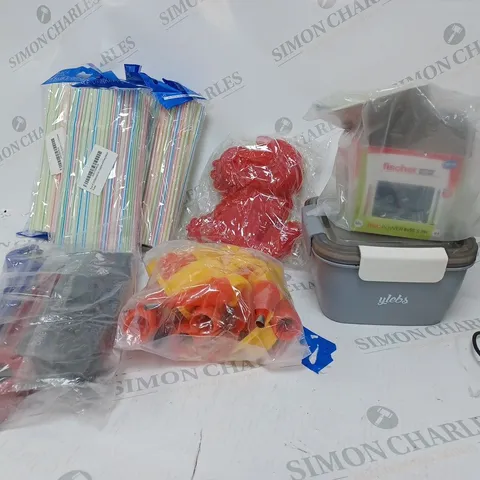 BOX OF 15 TO INCLUDE PARTY STRAWS, BIKE CHAIN CLEANING TOOLS, ETC