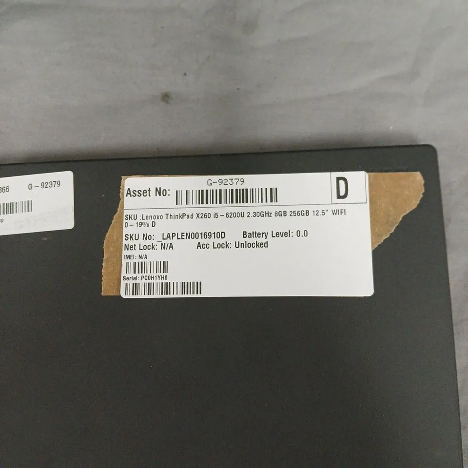 LENOVO THINKPAD X260 LAPTOP – I5-6200U, 8GB RAM, 256GB SSD, 12.5-INCH DISPLAY. DOES NOT POWER ON