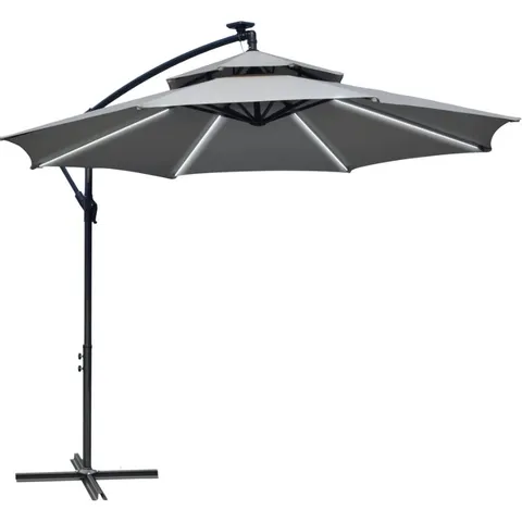 BOXED OUTSUNNY 3M LED LIGHT OVERHANGING PARASOL - LIGHT GREY (1 BOX)