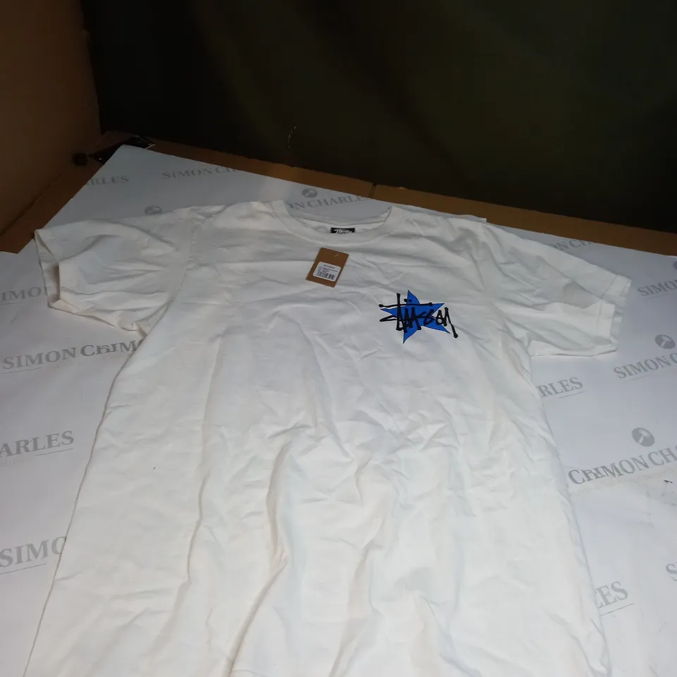 WHITE STUSSY T-SHIRT SIZE S 