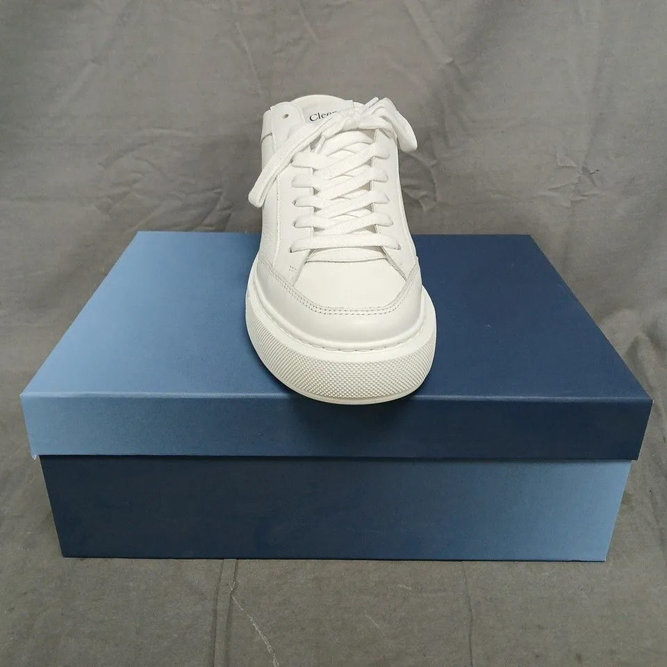 BOXED PAIR OF CLEENS LUXOR TRAINERS IN ICE WHITE SIZE UK 11