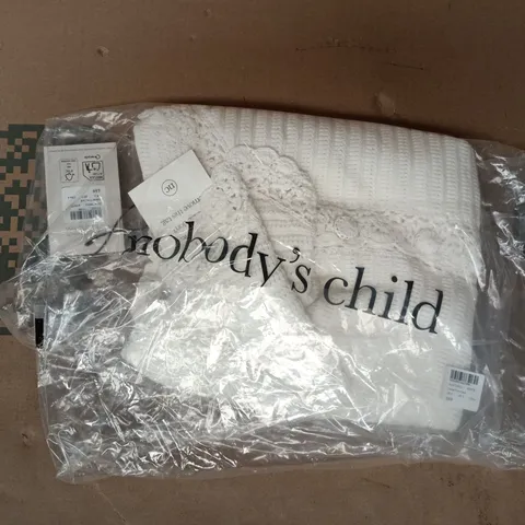 BAGGED NOBODY'S CHILD CROCHET TRIM CARDI IN WHITE SIZE SMALL
