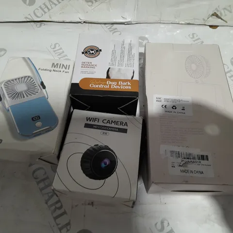 LARGE BOX OF ASSORTED ELECTRICAL ITEMS TOO INCLUDE FANS , CAMERAS AND ALARMS
