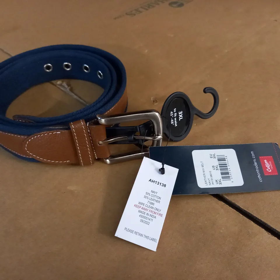 COTTON TRADERS LEATHER MIX BELT - 3XL