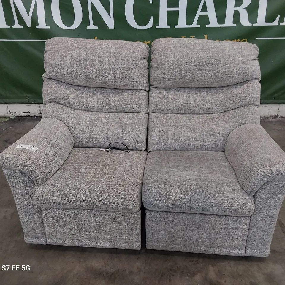 QUALITY BRITISH DESIGNER G PLAN MALVERN POWER RECLINING TWO SEATER SOFA DALI PEBBLE FABRIC 