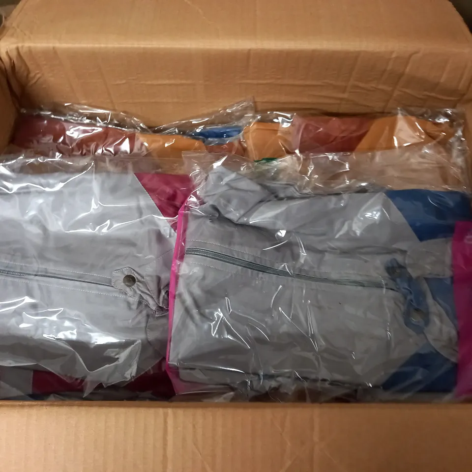 LOT OF APPROXIMATELY 25 ZIP THROUGH COATS IN VARIOUS SIZES AND COLOURS