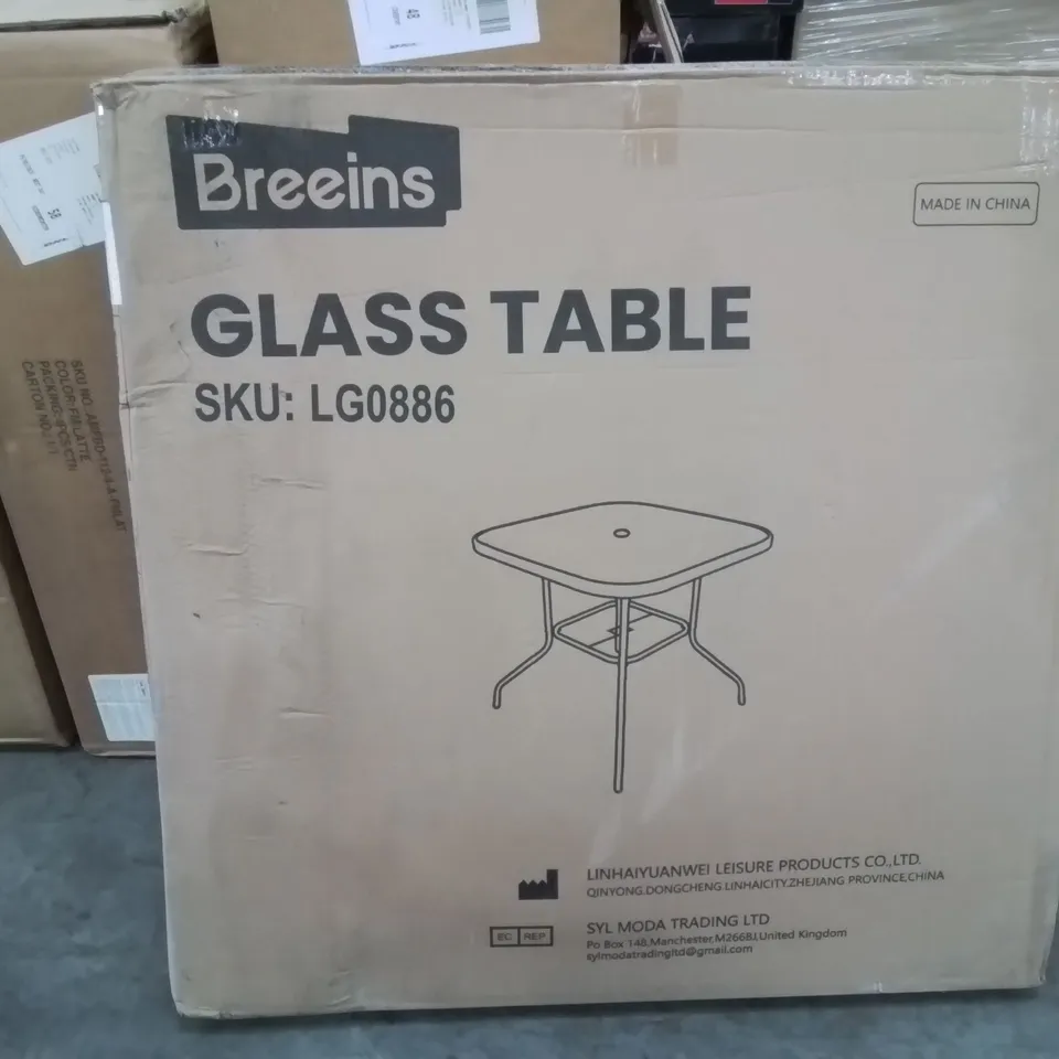 BOXED GARDEN GLASS TABLE