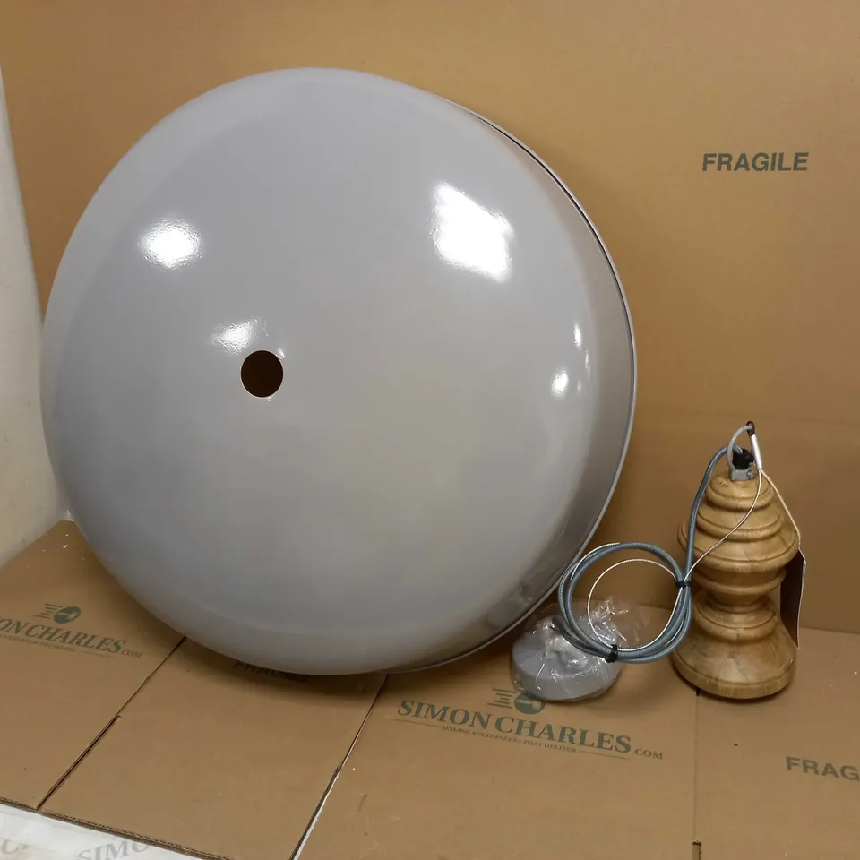 BRAND NEW DAL LIGHTING VADNA WOOD & GREY PENDANT LIGHT