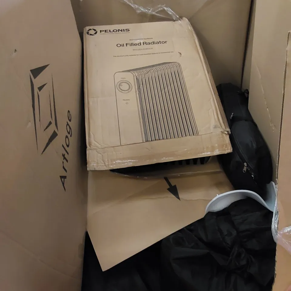 PALLET TO CONTAIN ASSORTED HOUSEHOLD ITEMS AND CONSUMER PRODUCTS. INCLUDING  OIL FILLED RADIATOR, TENT, MATTRESS PRODUCTS, BOXED FURNITURE ETC 