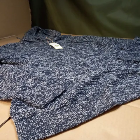 DESIGNER BLUE MARL KNITED STYLE HOODIE - LARGE