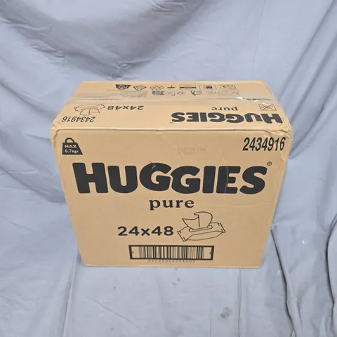 BOXED SET OF 24 HUGGIES PURE WIPES PACKETS (48 WIPES IN PACKET)