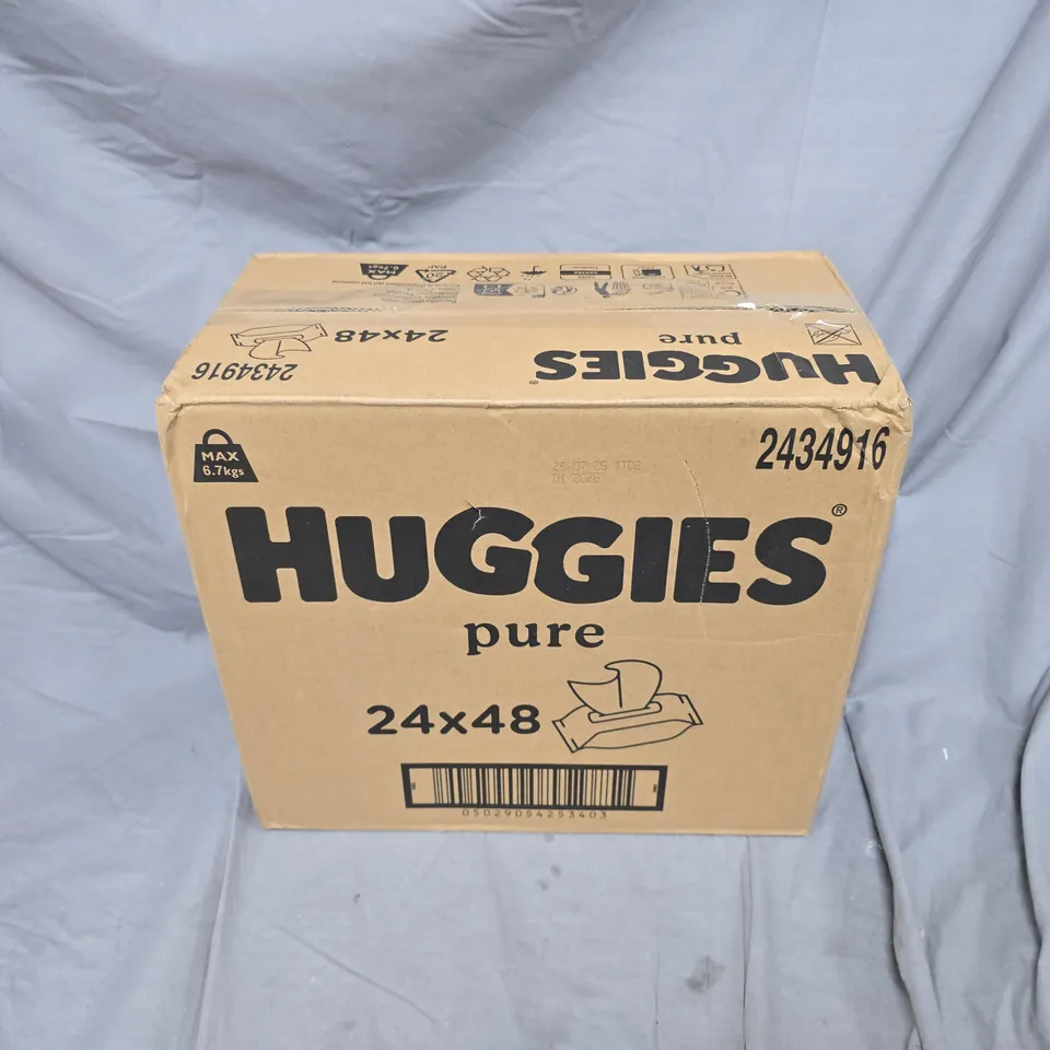 BOXED SET OF 24 HUGGIES PURE WIPES PACKETS (48 WIPES IN PACKET)