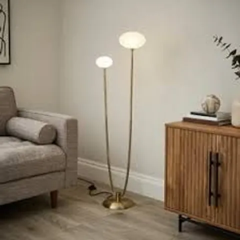 BOXED PARIS 2 LIGHT FLOOR LAMP - ANTIQUE BRASS