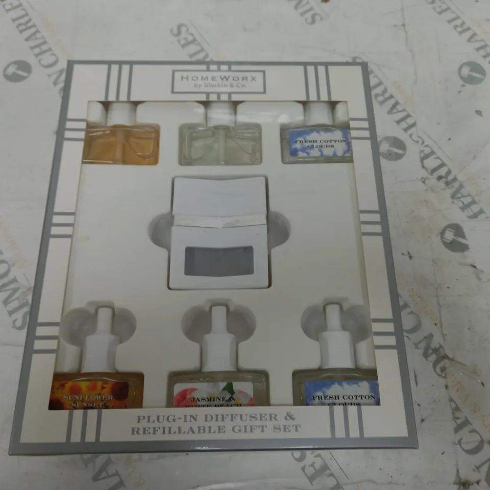 BOXED HOMEWORX BY SLATKIN & CO. PLUG IN DIFFUSER GIFT SET WITH 6 REFILLS