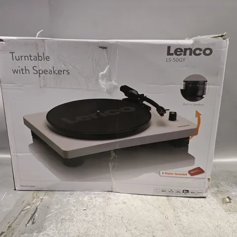 BOXED LENCO LS-50GY TURNTABLE WITH BUILT IN SPEAKERS