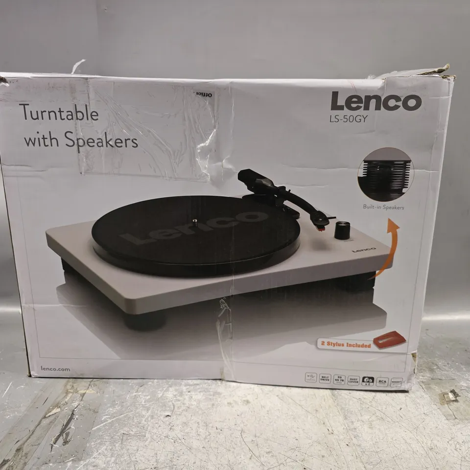 BOXED LENCO LS-50GY TURNTABLE WITH BUILT IN SPEAKERS 