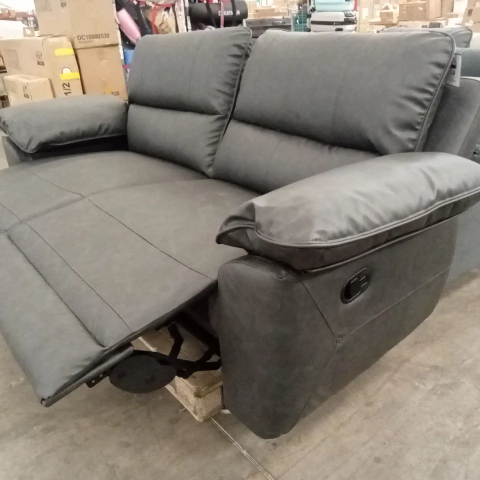 SEVILLE 3 SEATER RECLINER SOFA, GREY PREMIUM FAUX LEATHER